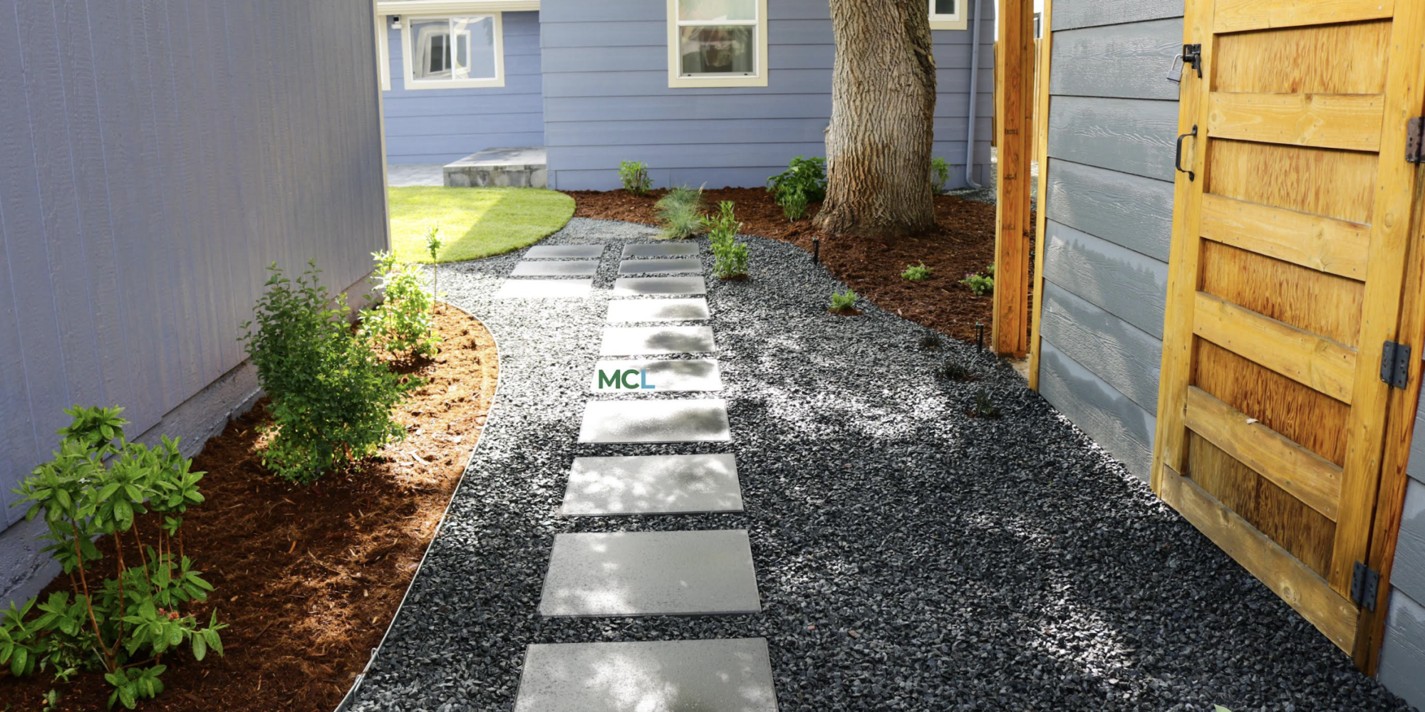 xeriscape and stepping stone