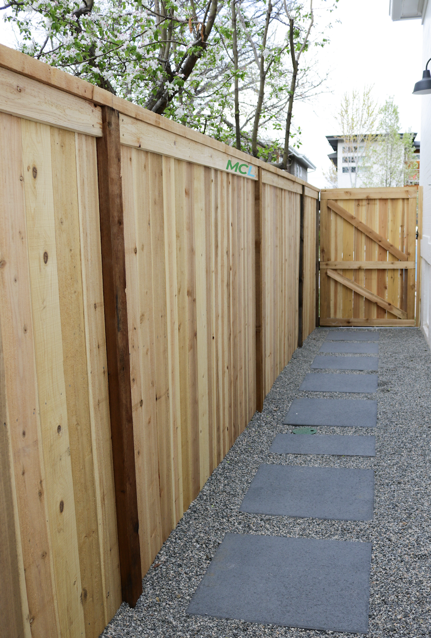 new fence and stepping stone